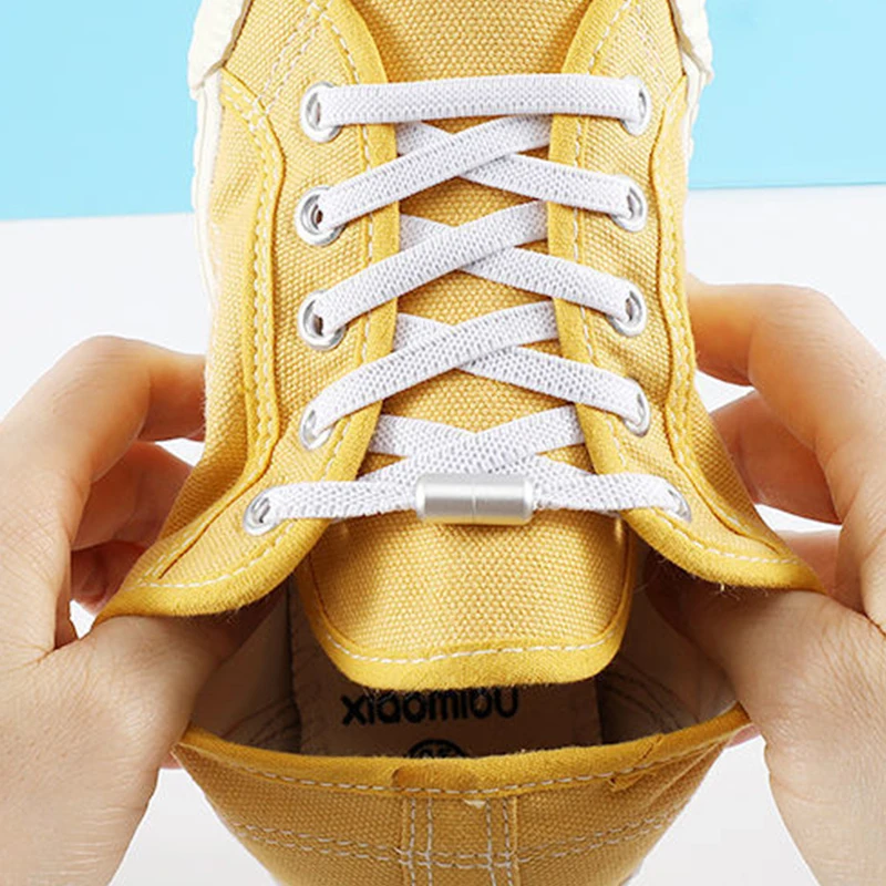 2Pcs Elastic Laces Clasps Metal Capsule Lock Buckles Tip Ends No Tie Shoelaces Tieless Elastic Lazy Shoelace Accessries