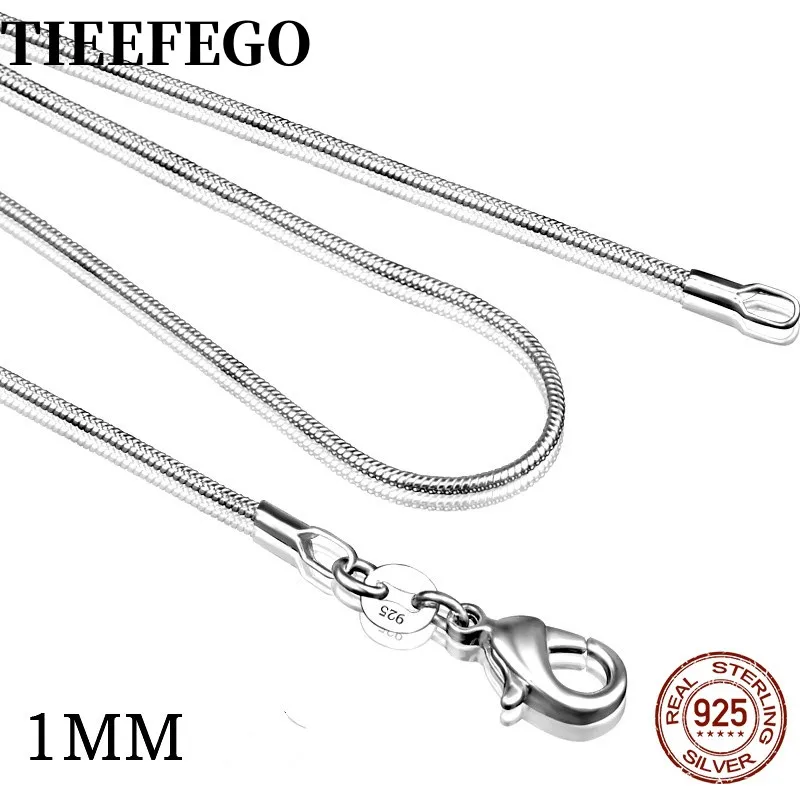 

TIEEFEGO 925 Sterling Silver necklace Women, Silver Fashion Jewelry Snake Chain 1mm Necklace 16 18 20 22 24 26 28 30"