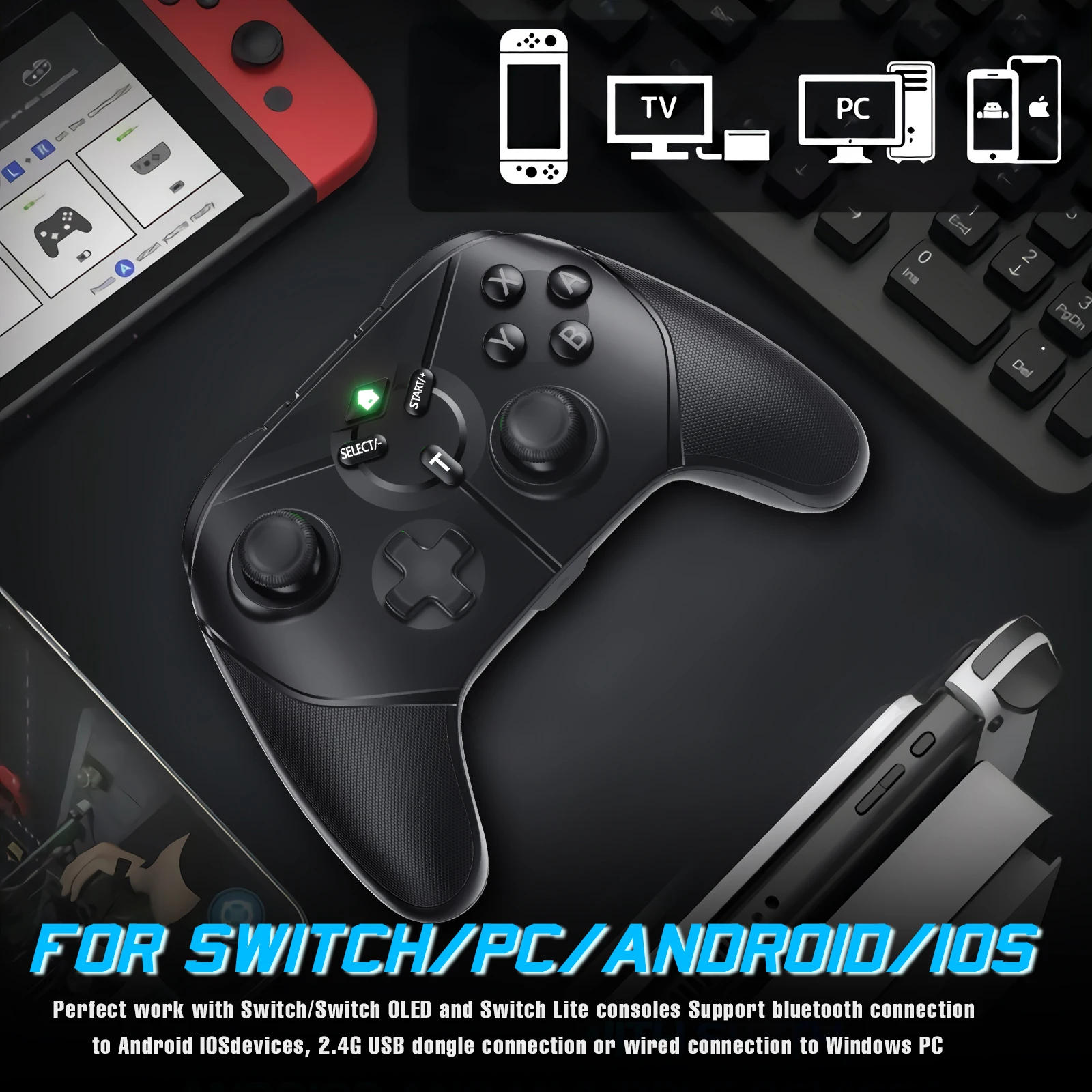 Беспроводной контроллер 2,4G, геймпад для Nintendo Switch/OLED/Lite Pro, контроллер с турбо/гироскопом, игровой джойстик для ПК