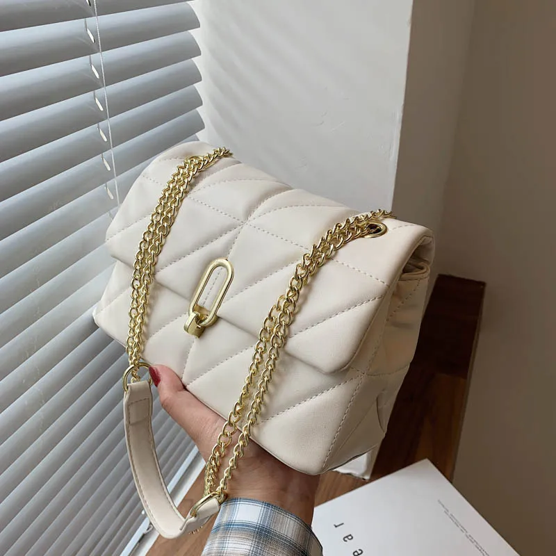 

Ansloth Brand Designer Shoulder Bag Quilted PU Leather Crossbody Bag Chain Women Underarm Bags Small Flap Messenger Bags HPS1307