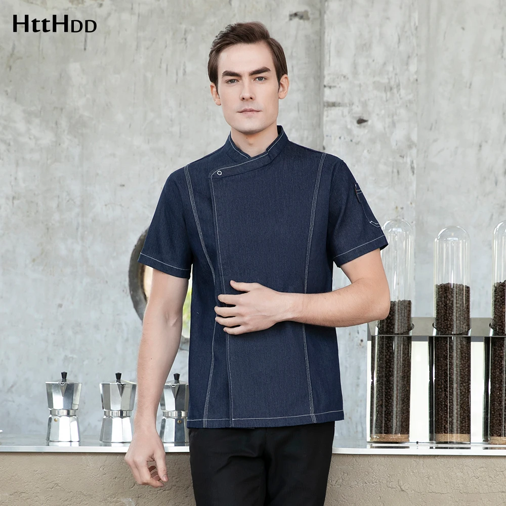 

High Quality New Restaurant Baking Chef Overalls Men's Short-sleeved Summer M-4XL Loose Hotel Kitchen Catering Kitchen Jacket
