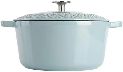 

Saffron 6Qt Cast Iron Dutch Oven w/Embossed Lid - Aqua Blue, 6-Quart Takoyaki pan Aluminium pan Cake pan for baking Molde para h