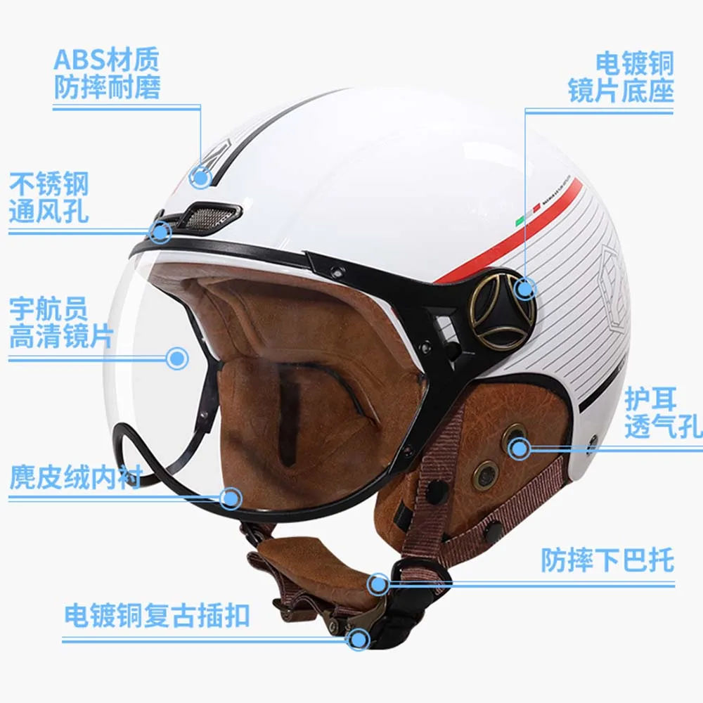 Motorcycle Helmet Ear Protection Capacete De Moto Biker Scooter Motorbike Helmet Half Face Motorcycle Accessories For Men Women enlarge