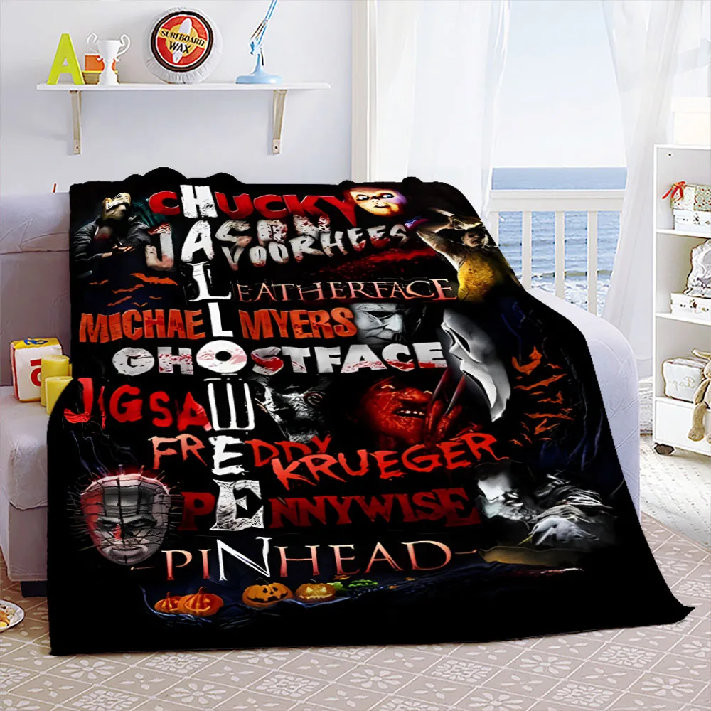 

Одеяло с персонажами фильма «ужасы», мягкое плюшевое флисовое легкое одеяло для дивана, спальни, гостиной, Хэллоуина, подарок другу