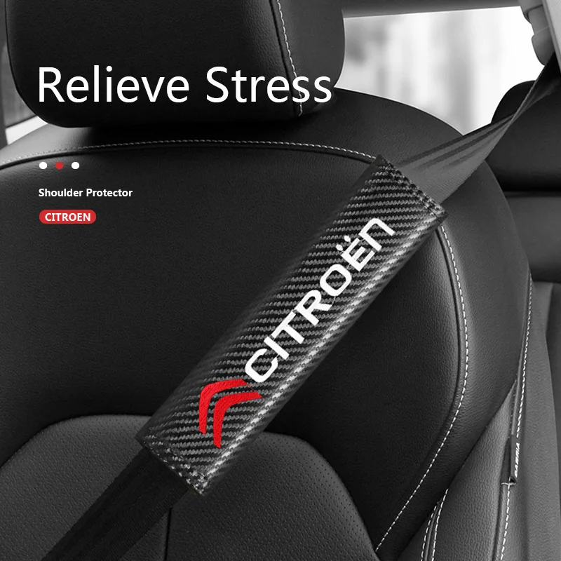 

Car Badge Seat Belt Shoulder Pad Carbon Fiber Protect Cushion For Citroen C4 C3 C2 C5 Picasso Cactus Elysee C1 C6 C8 CL4 DS3 DS4