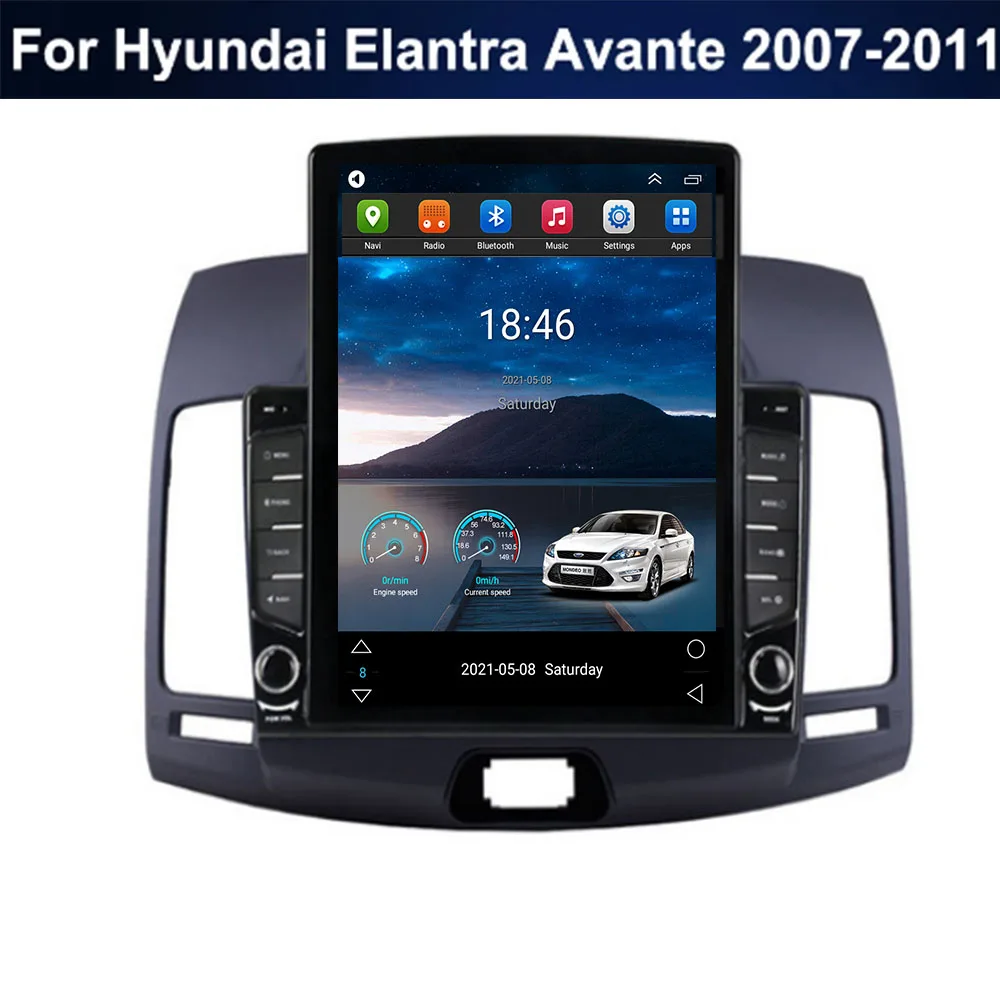 

For Tesla Style 2Din Android 12 Car Radio For Hyundai Elantra Avante 2007-2011 Multimedia Video Player GPS Stereo Carplay DSP