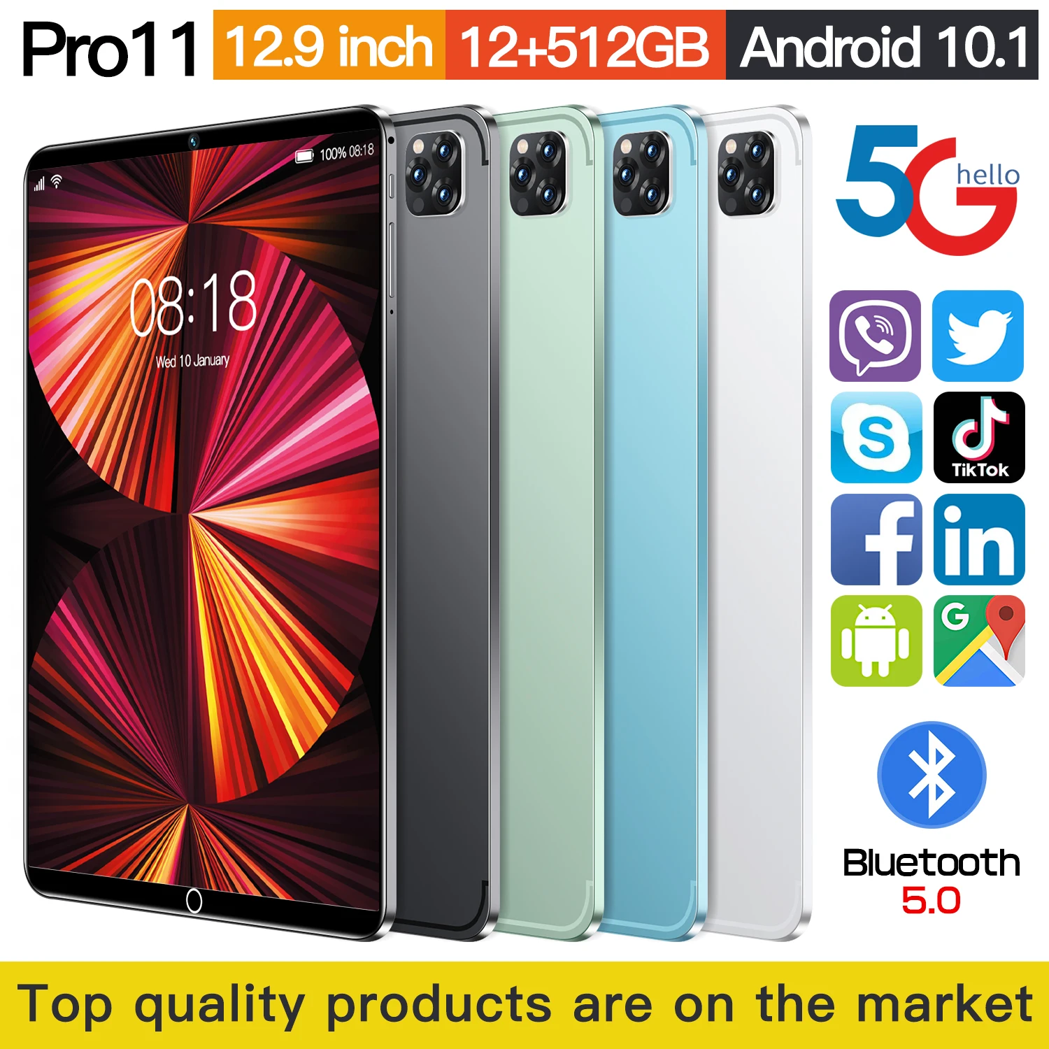 

Планшет P11 pro, 12,9 дюйма, Full HD, Android 10, две Sim-карты, 8800 мАч