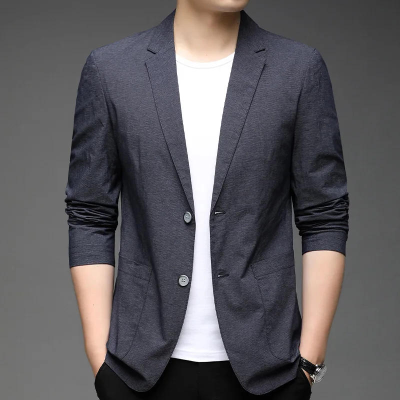 

2023 весенне-осенний хлопковый маленький костюм мужской корейский деловой костюм Повседневный однотонный мужской костюм пальто