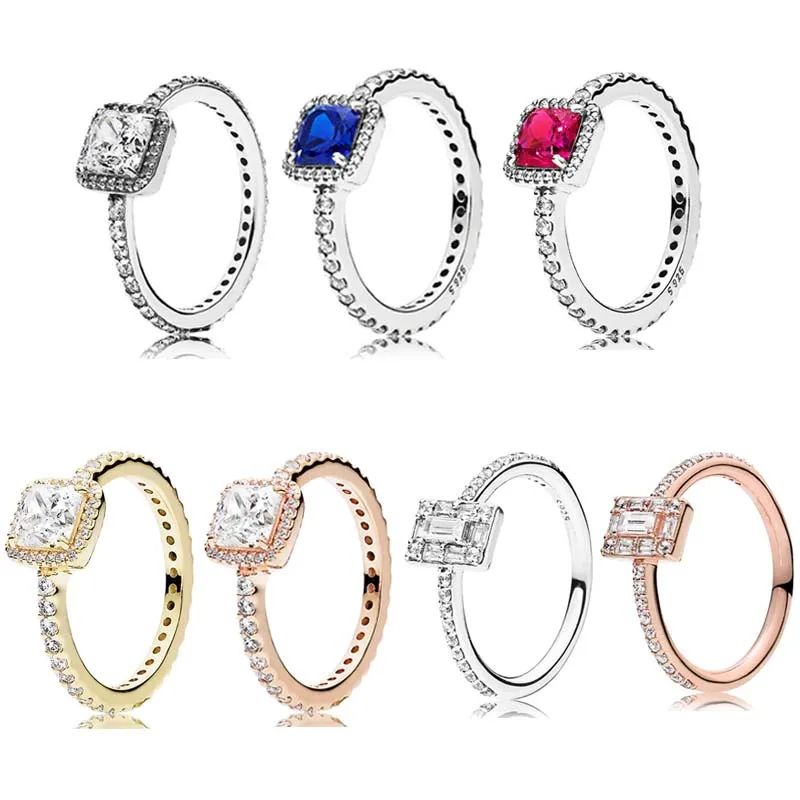 

New 925 Sterling Silver Ring Rose Golden Shine Timeless Elegance Luminous Ice Ring With Crystal For Women Gift Fashion Jewelry