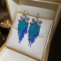 punk zircon bowknot tassel womens earrings bohemian long earrings for women 2022 luxury jewelry accessories