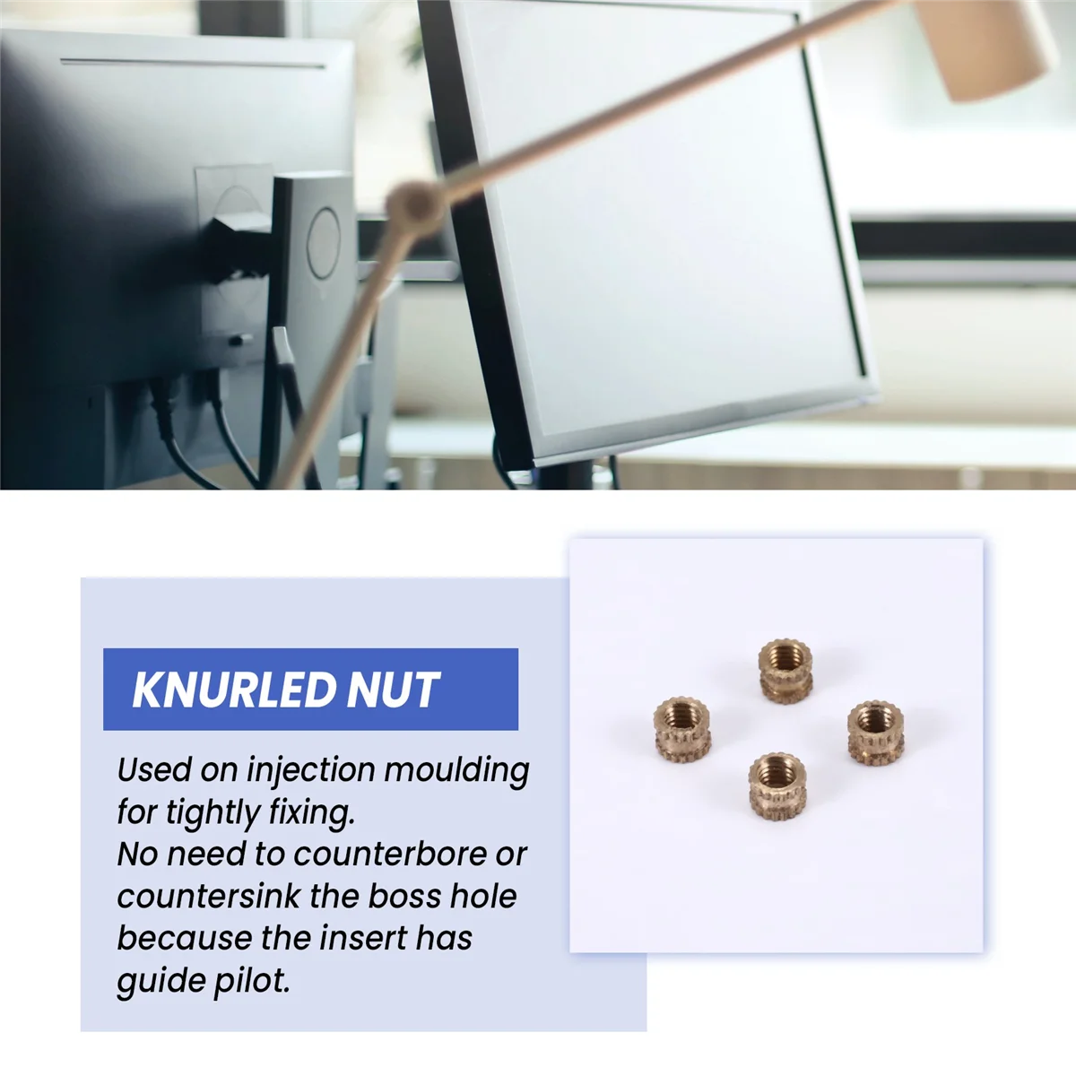 M3 x 3 мм латунная накатанная Резьбовая вставка с внутренней резьбой гайки 100 шт.