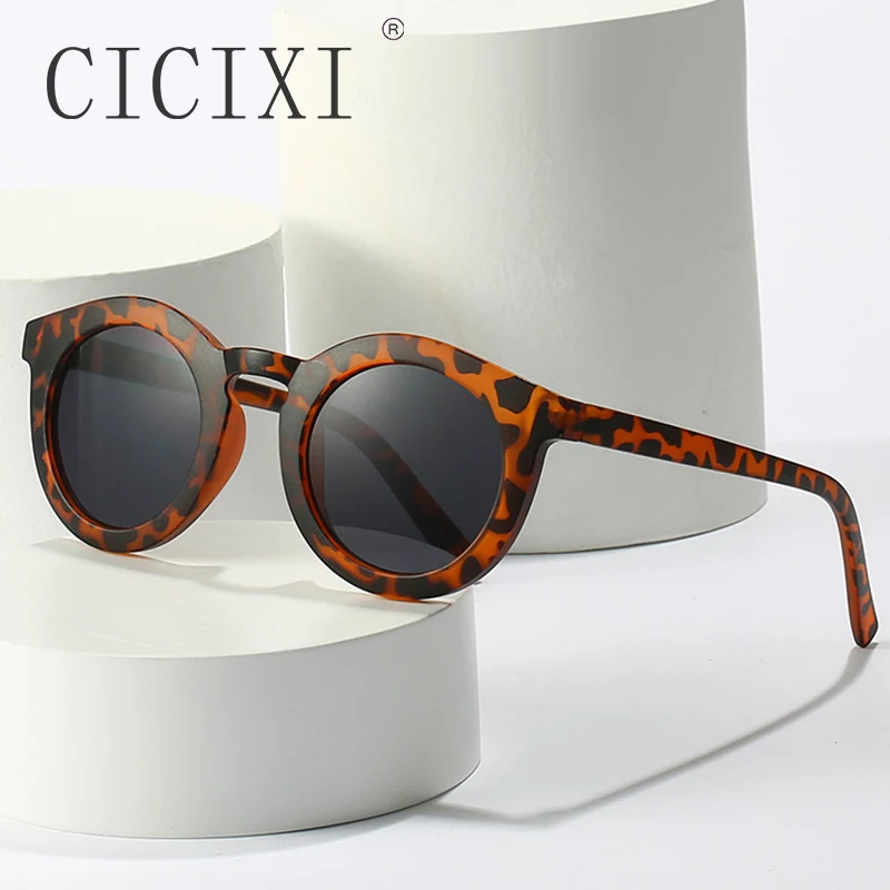 

CICIXI Retro Small Round Sunglasses Women Fashion Jelly Colorful Sun Glasses for Female Trendy Vintage Leopard Sunglass Men