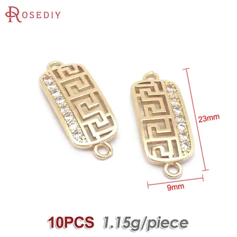 Подвески Rosediy из латуни и циркония цвета 18-каратного золота