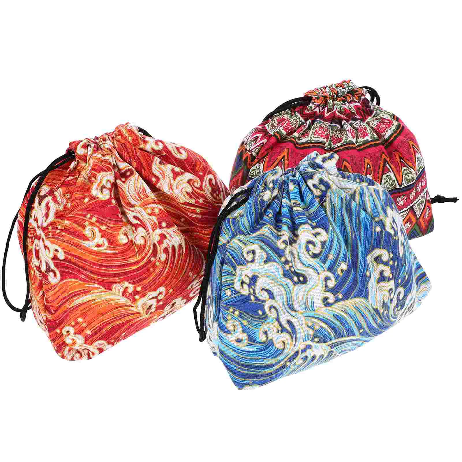 

3pcs Portable Bento Box Carrying Bag Japanese Style Bento Pouches Lunch Bags