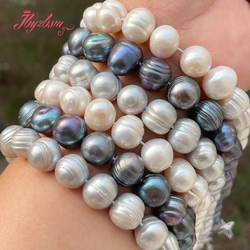 11-12mm Nearround Natural Freshwater Pearl Loose Beads for Women DIY Necklace Bracelet Earring Rings Jewelry Making Strand 15