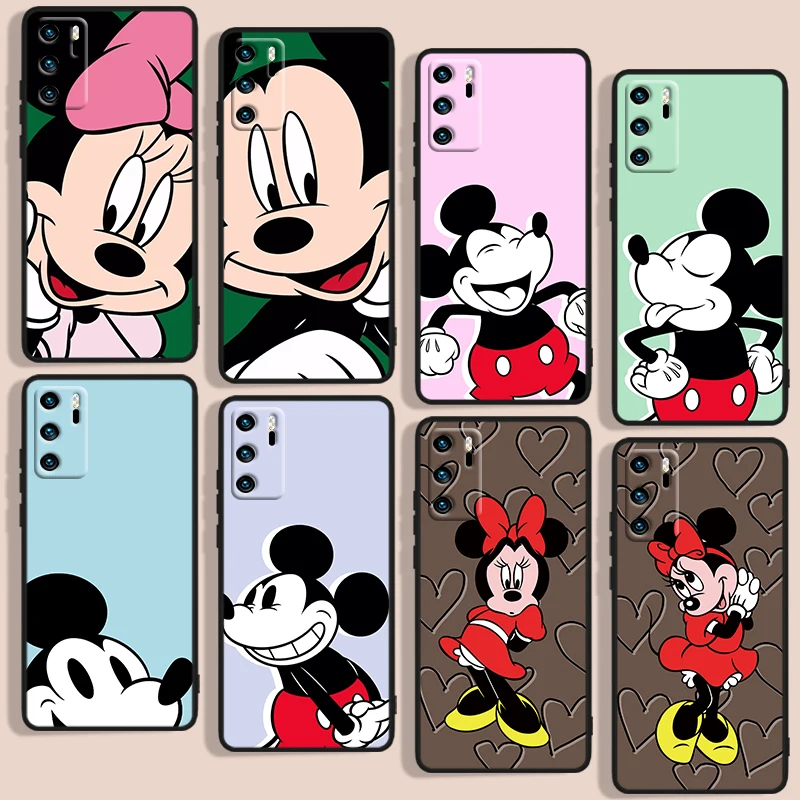 

Good looking Mickey Mouse Phone Case For Huawei P10 P20 P30 P40 P50 Lite Pro 2019 Plus Lite E 5G Black luxury Silicone Back Soft