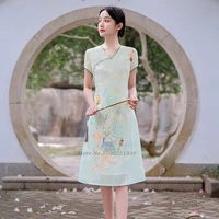 2022 vietnamese aodai vietnam cheongsam folk style feminine qipao chinese dress for women traditional floral ao dai dress qipao