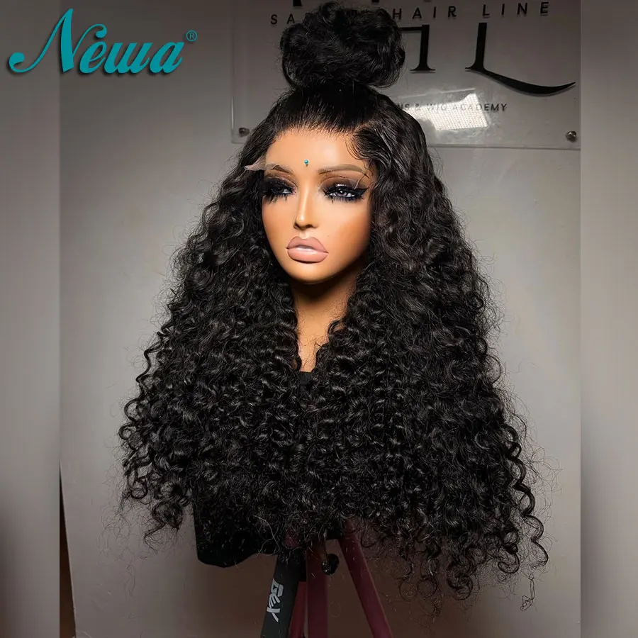 Фото Newa Hair Curly Glueless Wig 5x5/6x6 HD Парик с кружевной застежкой Предварительно выщипанные натуральные черные человеческие волосы HD Кружевной фронтальный парик Отбеленные узлы №3