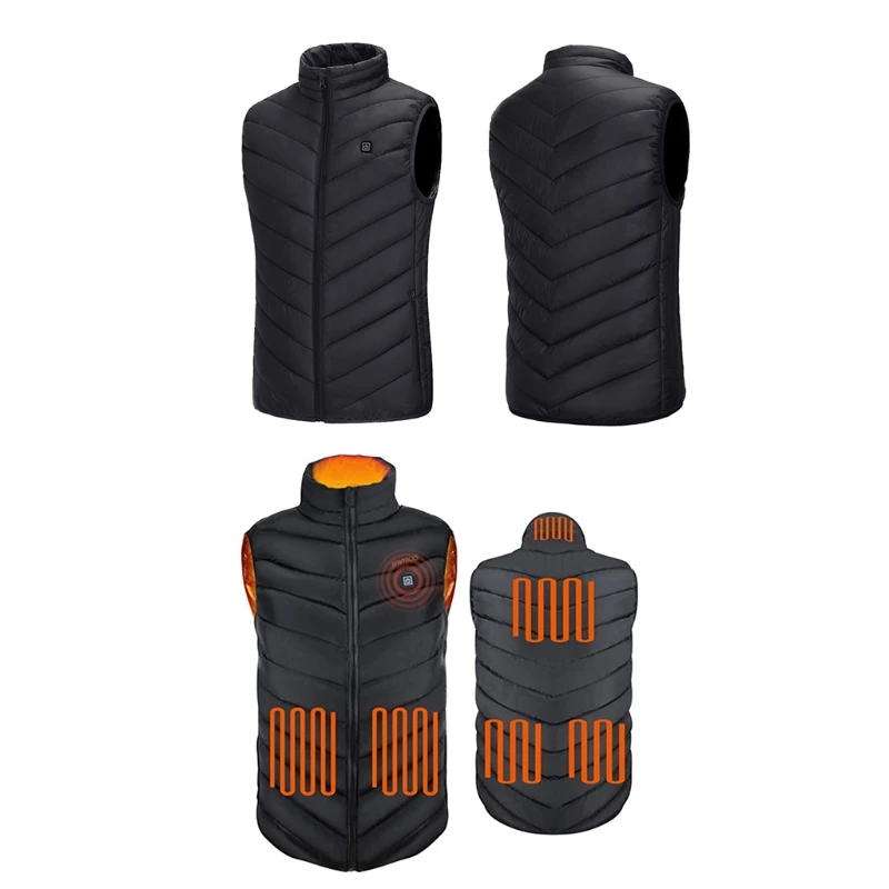 6 зон мужской зимний жилет с электрическим подогревом воротник-стойка USB-подогрев