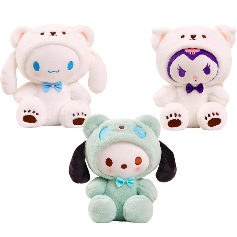 Мультяшный Sanrios COS белый медведь Cinnamoroll Kuromi понравико плюшевая игрушка Kawaii мягкая кровать диван подушка детская комната декоративные куклы