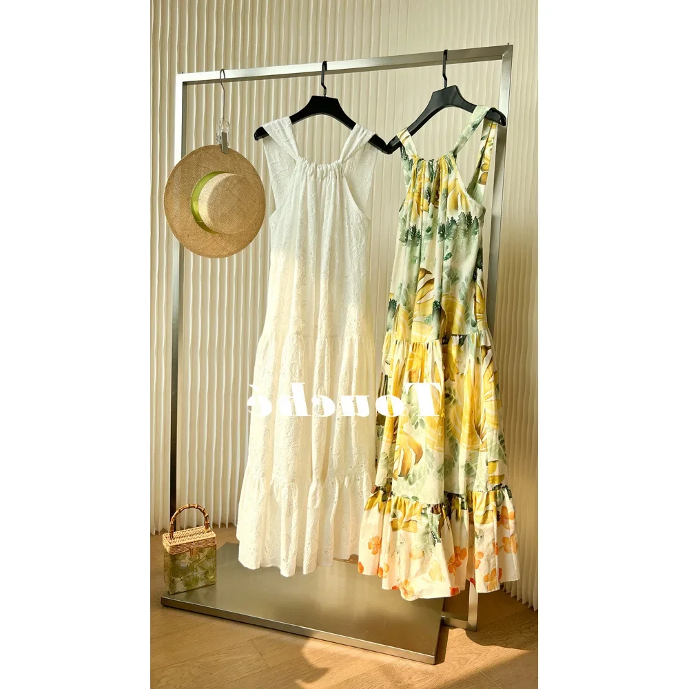 Элегантное длинное платье для отпуска летнее настроение полное цветов и белого