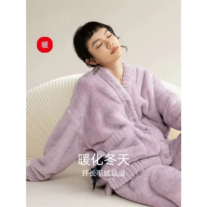 Женская бархатная пижама из кораллового бархата новинка 2022 утолщенная большая