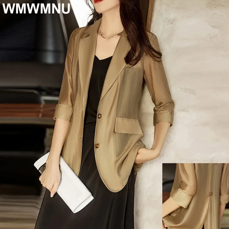 

OL Luxury Three Quarter Sleeves One Piece Mid-length Blazers Summer Korean trajes de mujer para vestir Business Work Suit Coats
