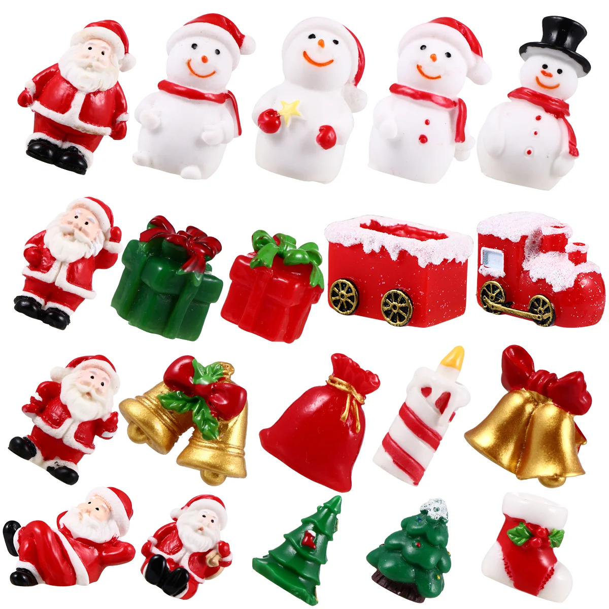 

Christmas Miniature Snowman Santa Claus Reindeer Figurines Micro Landscape Ornament Xmas Tree Figurines(Random Patterns)