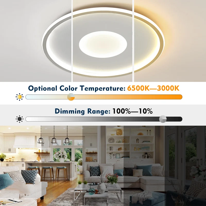 Цена Большие светодиодные потолочные лампы, светильники с регулируемой яркостью и дистанционным управлением для гостиной, спальни, фойе, домашн...