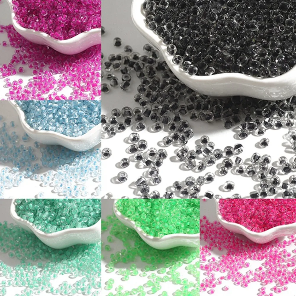 

2mm 3mm 4mm Transparent Dyed Core Glass Millet Beads DIY Beaded Material Cross Stitch Clothing Tassel Accessories