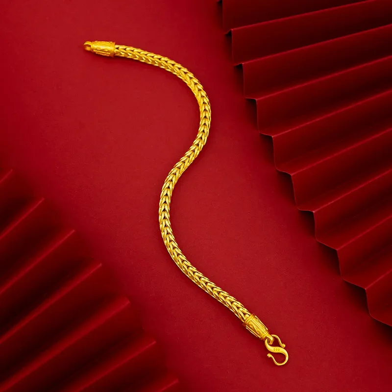 9999 реальное золото 24K желтое змея костные браслеты ювелирные изделия