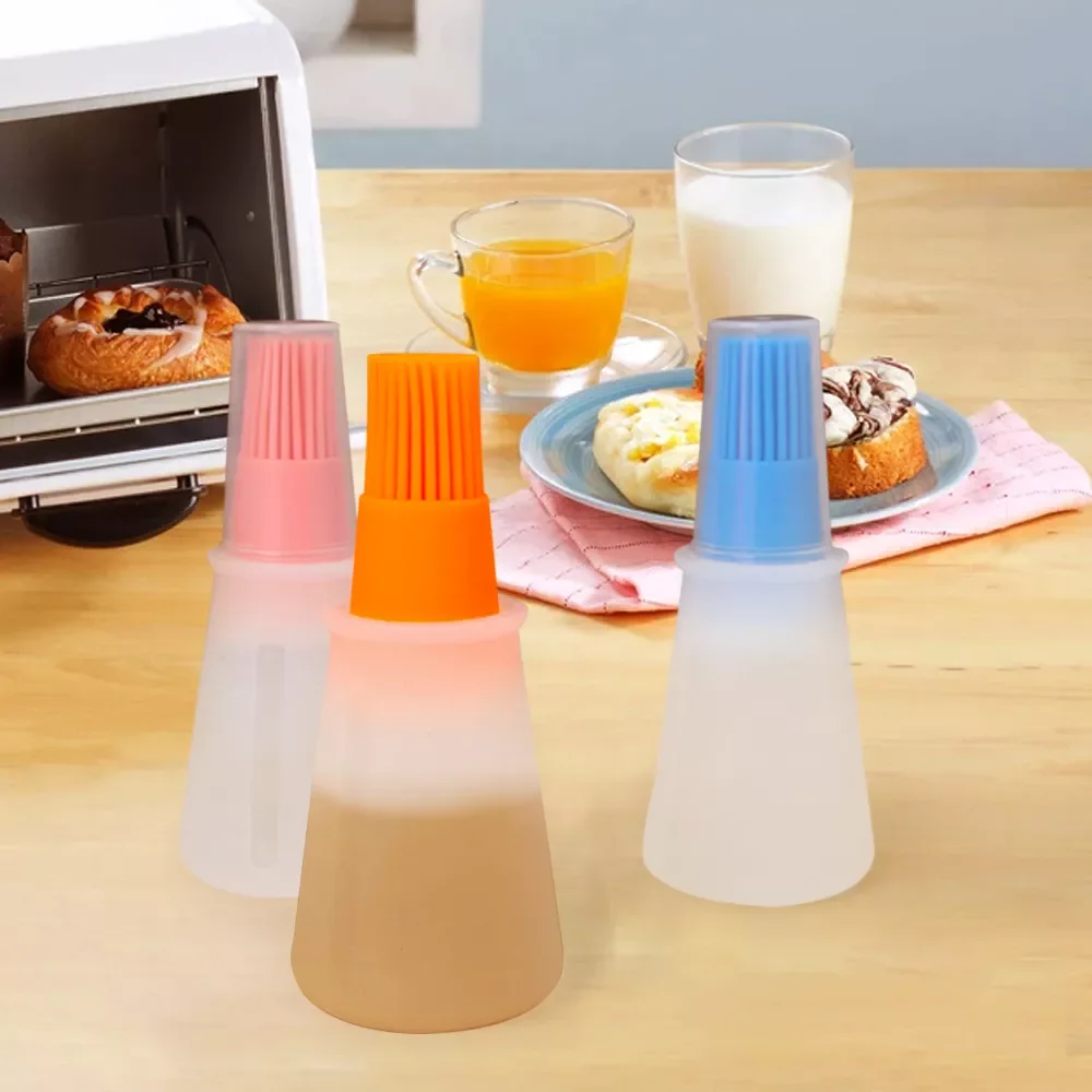 

Silicone Oil Bottle With Brush Portable Baking BBQ Basting Brush Pastry Oil Brush Kitchen Baking Honey Oil barbecue Tool Gadgets