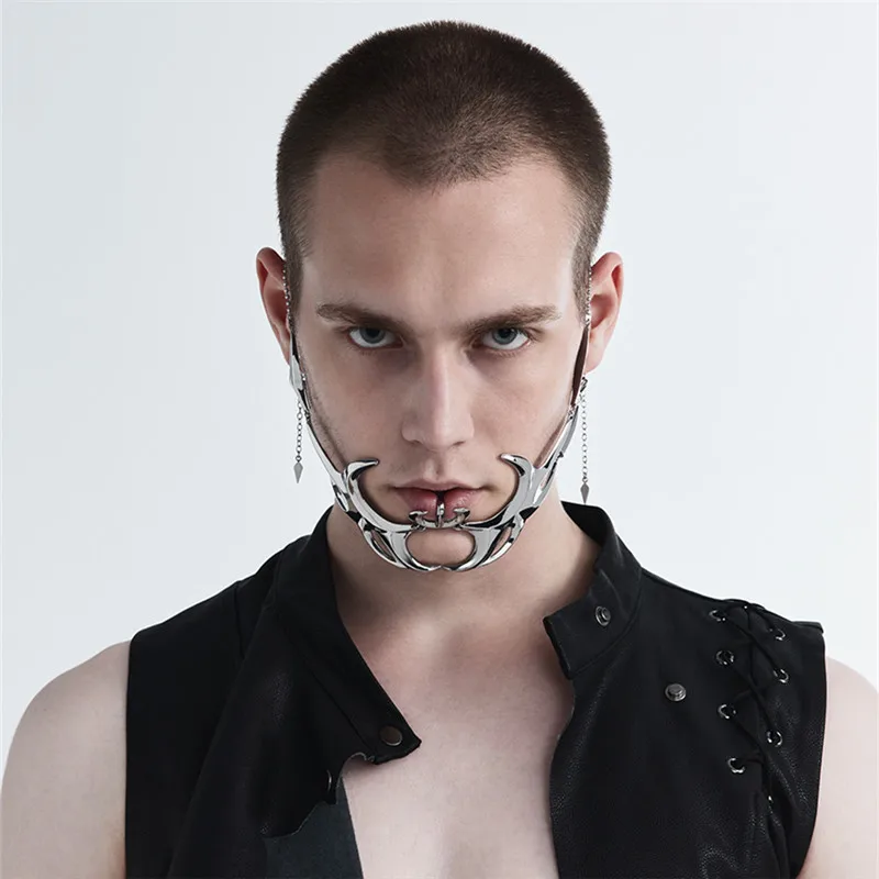 Маска CyberPunk из титановой стали для мужчин и женщин роскошная Асимметричная