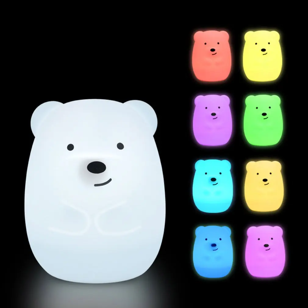 Миниатюрная лампа в виде медведя светодиодный ночсветильник RGB с дистанционным
