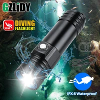 ipx8 led diving flashlight powerful l2 underwater torch professional 50m underwater dive lamp 5 modes 26650 waterproof lantern