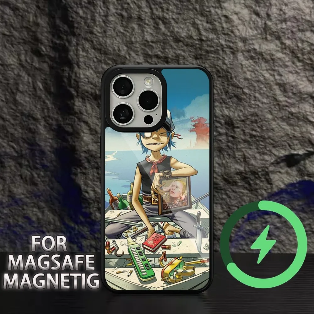 Чехол Для iPhone Gorillaz Boat Illust Music Магнитный Беспроводной Зарядный Magsafe