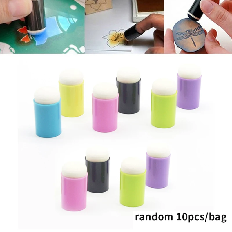 

10Pcs Sponge Finger Daubers Foam Finger Painting Craft Set Fingerpaint Drawing Sponge Foam Finger Chalk Ink Random