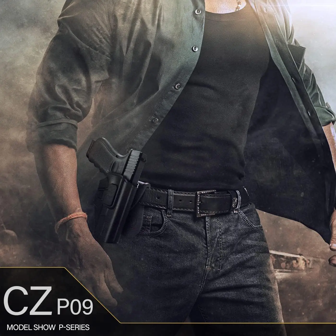 Фото Кобура CZ P09, для CZ P-07 и P-09, внешний пояс, правая кобура WiB Paddle, система открывания пальцев с индексом, регулируемая банка №4
