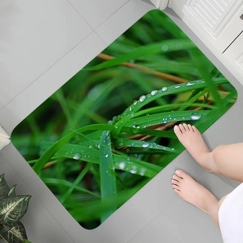 

Rug Kitchen Bedroom Carpet Flannel Soft Doormat Floor Indoor Mats Anime Memory Foam Green Grass Prayer Rug Parlor Mat Area Rugs