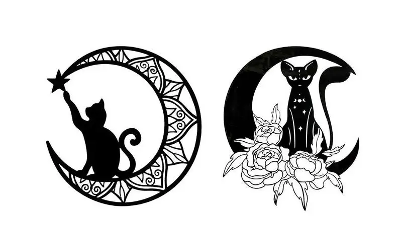 

metal wall decoration aesthetic iron Black Cat Wall Ornament Rustic Elegance Hanging Pendant home wall decorative accessories