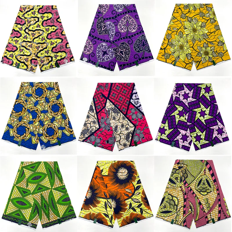 

Fashion Print African New Fashion Anakra 100% Cotton African Wax Fabric Nigerian Ghana Kitenge Dashiki Real Wax Fabric 6 yards