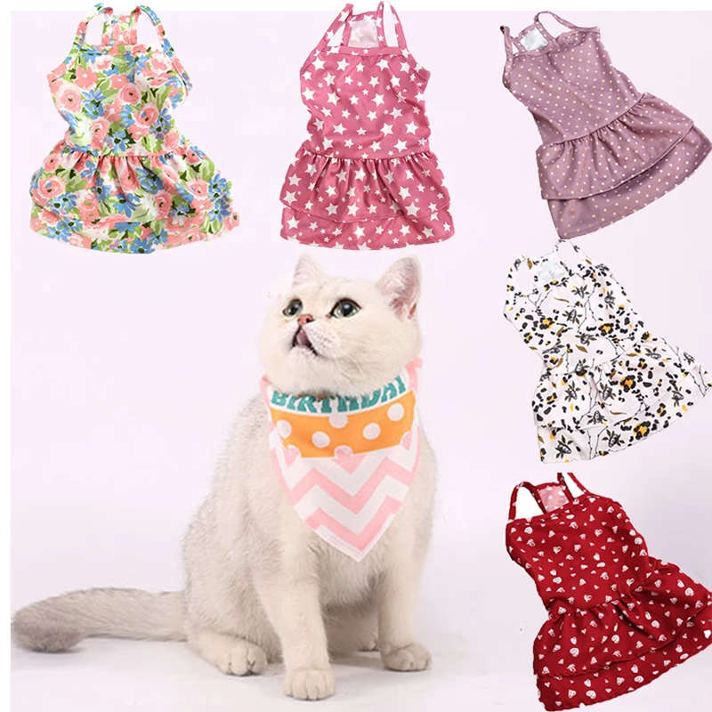 

Summer Dog Clothes Cute Floral Sling Dress Thin Skirt Sunscreen For Small Dog Chihuahua Bichon Poodle Costume Puppy Pet Dresses