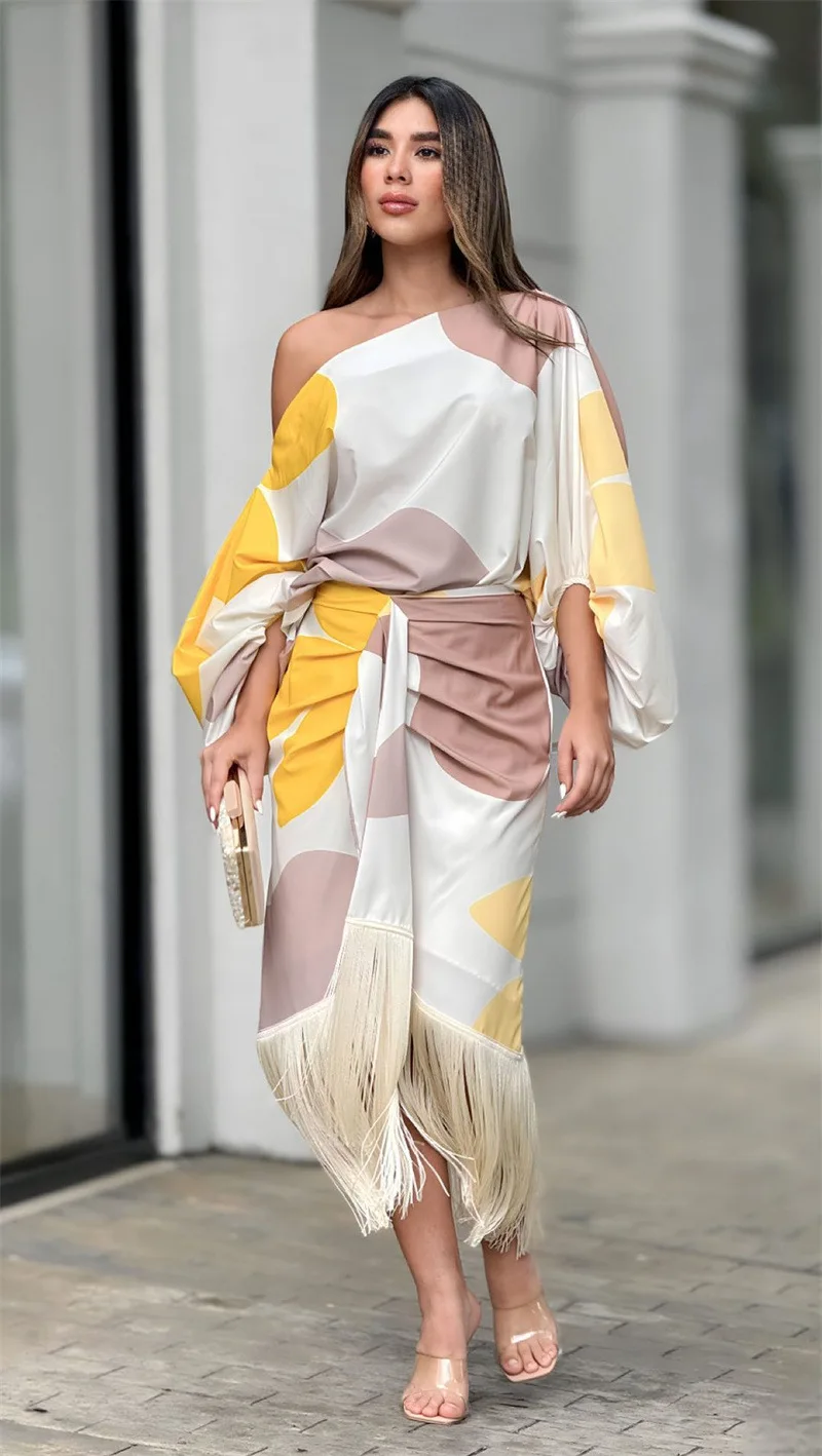 Женская юбка с открытыми плечами Свободный Топ диагональным вырезом и