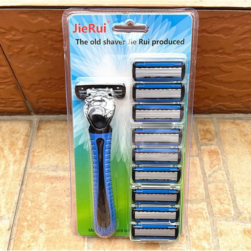 

6 Layer Shaving Razors Men Blade Comes Precision Trimmer Handle With 9 Blades Anti-clogging Beard Multi-Axis Pivot Safe Easy Use