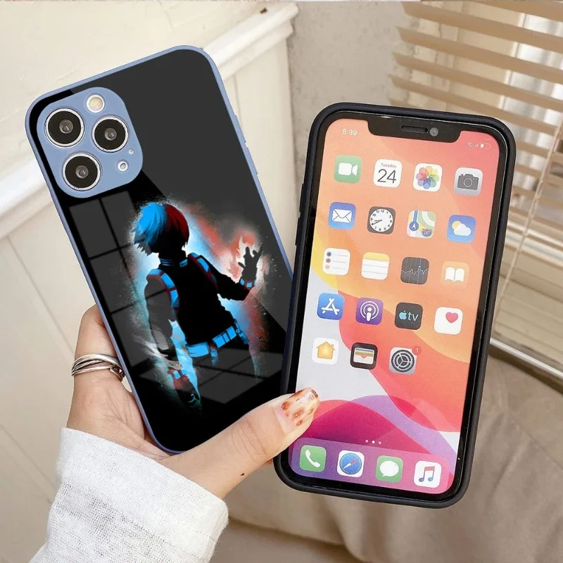 

Чехол для телефона с аниме «Мой герой» для IPhone 14 13 12 11 Pro Max X XR XS 8 7 Plus, цветной чехол из жидкого стекла