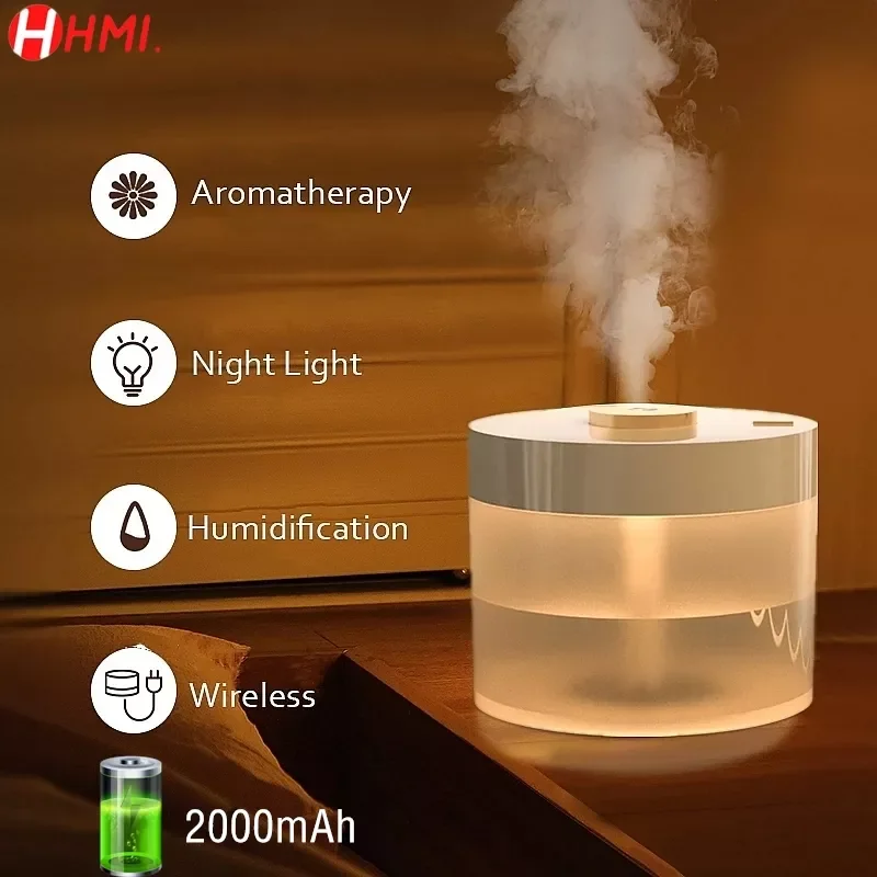 

780ml Home Air Humidifier 2000mAh Portable Wireless USB Aroma Water Mist Diffuser Battery Transparent Aromatherapy Humidificador