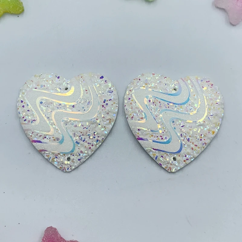 

33mm heart-shaped AB resin 2 holes crystal flat back cothes shoes decorations rhinestones 10pcs/Lot-R17