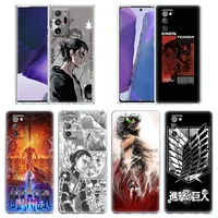 case for samsung galaxy note 20 ultra 10 lite plus 8 9 a70 a50 a01 a02 a30 s clear cases cover anime attack on titan eren yeager