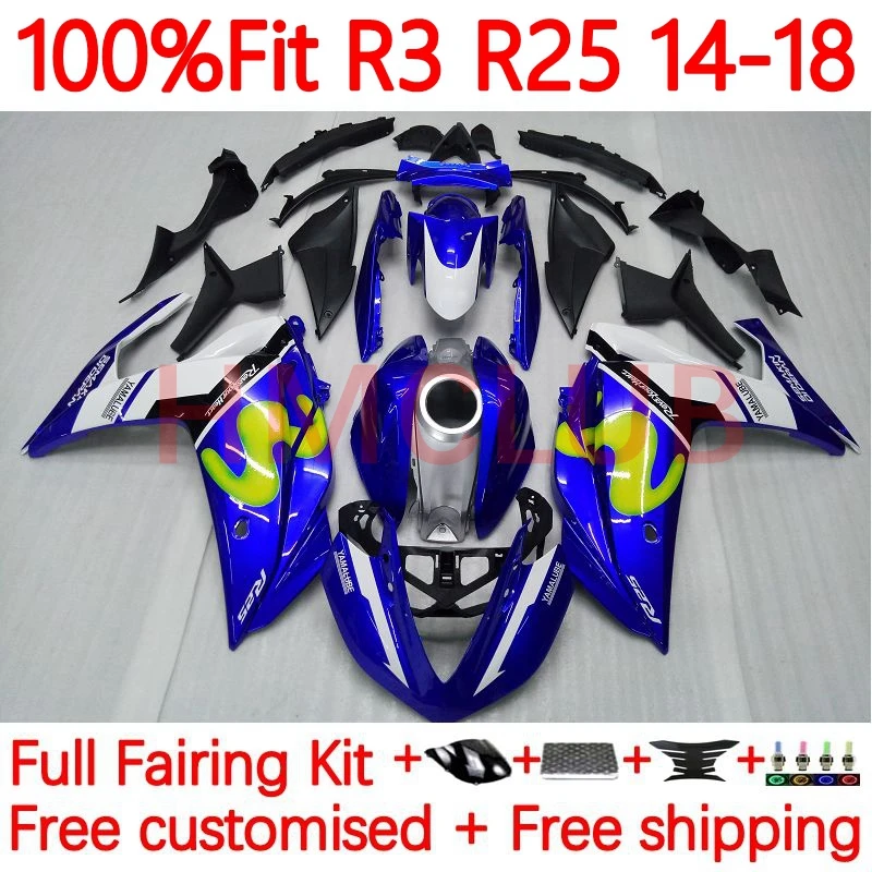 

Инъекция для YAMAHA YZF R3 R25 YZFR25 YZFR3 YZF-R25 2014 2015 2016 2017 YZF-R3 14 15 16 17 18 Movistar Blue Fairing 30No.8
