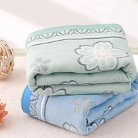 high quality soft cotton gauze bath towel flower pattern skin friendly absorbent bath towel bathroom washcloth